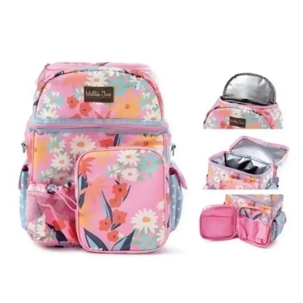 Matilda Jane Women’s Everything Packed Cooler Backpack PINK BLUE FLORAL